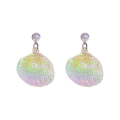 Silver Needle Shell Illusion Colorful Super Immortal Pearl Earrings
