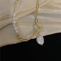 Asymmetric Metal Freshwater Pearl Necklace