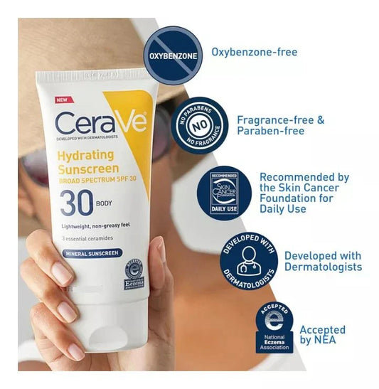 CeraVe 100% Mineral Sunscreen SPF 50 Body Sunscreen with Zinc Oxide & Titanium Dioxide for Sensitive Skin 5 oz, 1 Pack, 5 Fl Oz